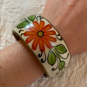 Hand painted, floral bangle!